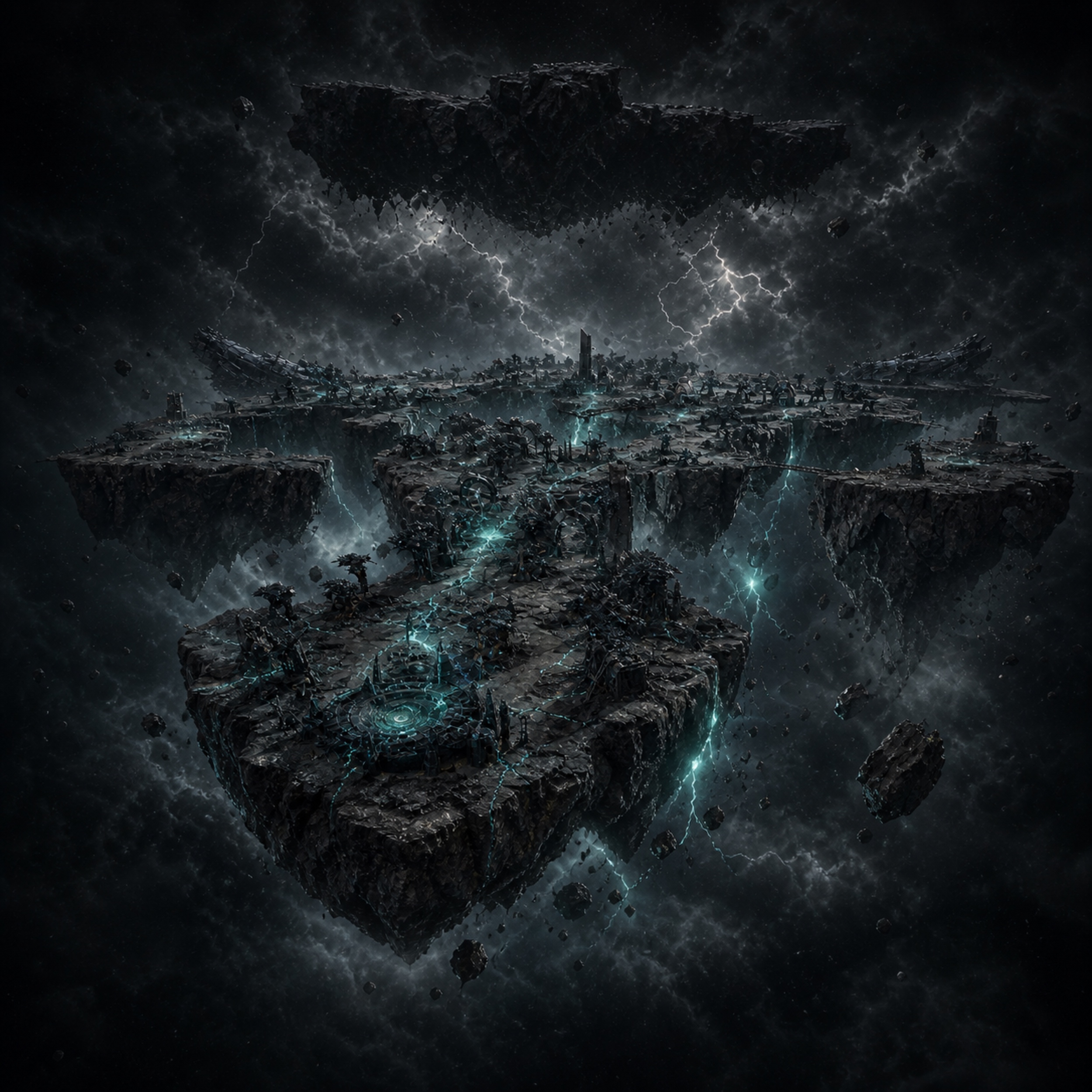 A fractured Farm Plasma frontier rich in glowing plasma beneath a violent space storm